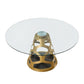 48" Clear And Gold Rounded Glass And Metal Pedestal Base Dining Table