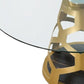 48" Clear And Gold Rounded Glass And Metal Pedestal Base Dining Table