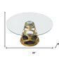 48" Clear And Gold Rounded Glass And Metal Pedestal Base Dining Table