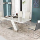 63" White and Silver Wood and Metal Pedestal Base Dining Table