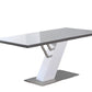 63" White and Silver Wood and Metal Pedestal Base Dining Table