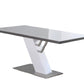 63" White and Silver Wood and Metal Pedestal Base Dining Table