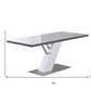 63" White and Silver Wood and Metal Pedestal Base Dining Table