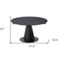 51" Black Stone and Metal Self-Storing Leaf Pedestal Base Round Top Extendable Dining Table