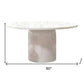 60" Gray and White Marble Pedestal Base Round Top Dining Table