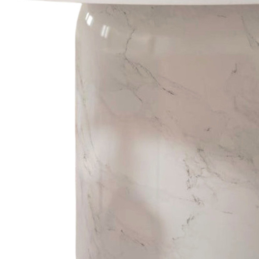 60" Gray and White Marble Pedestal Base Round Top Dining Table