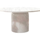 60" Gray and White Marble Pedestal Base Round Top Dining Table