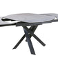 47" Gray and White Ceramic and Metal Self-Storing Leaf Cross Leg Base Oval Extendable Dining Table