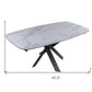 47" Gray and White Ceramic and Metal Self-Storing Leaf Cross Leg Base Oval Extendable Dining Table
