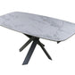 47" Gray and White Ceramic and Metal Self-Storing Leaf Cross Leg Base Oval Extendable Dining Table