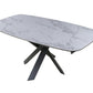 47" Gray and White Ceramic and Metal Self-Storing Leaf Cross Leg Base Oval Extendable Dining Table