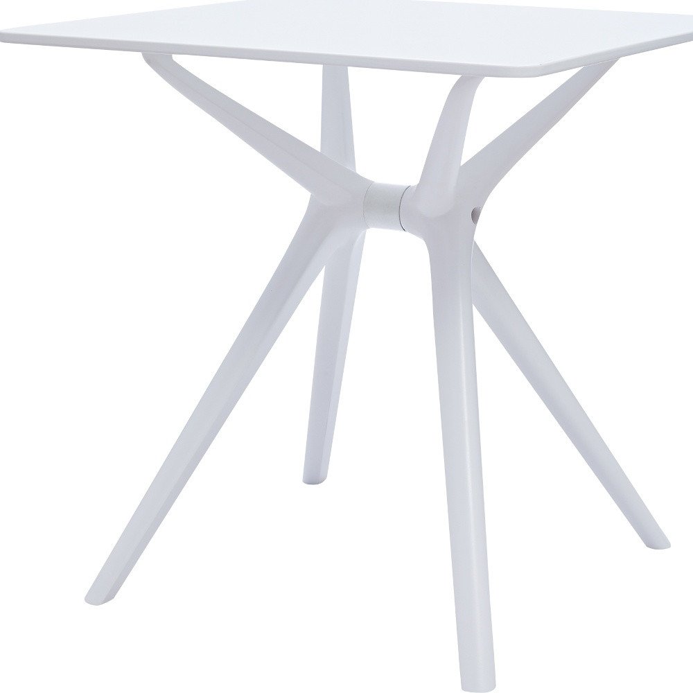 28" White Heavy Duty Plastic Trestle Base Dining Table