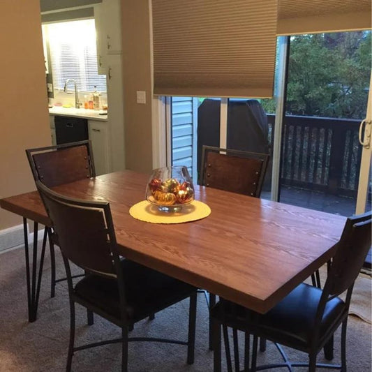 63" Brown and Black Wood And Metal Dining Table