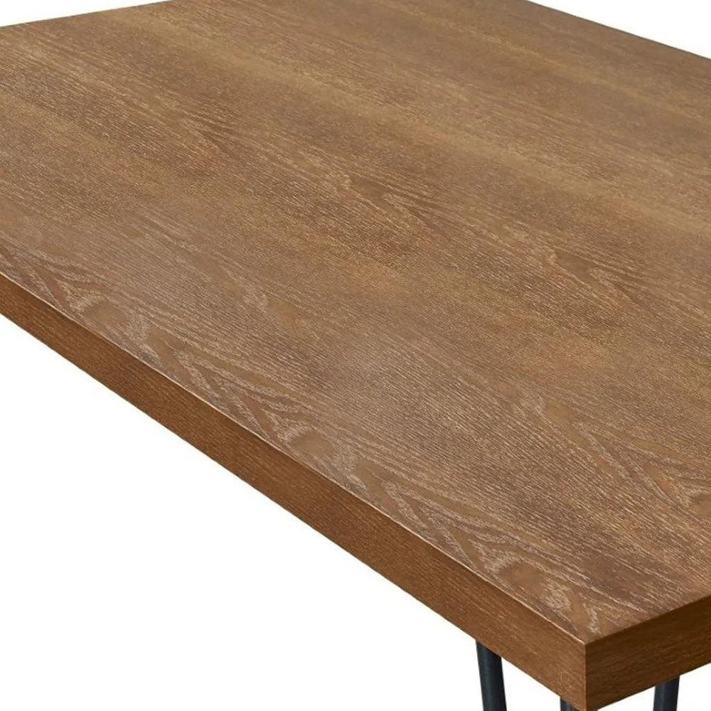 63" Brown and Black Wood And Metal Dining Table