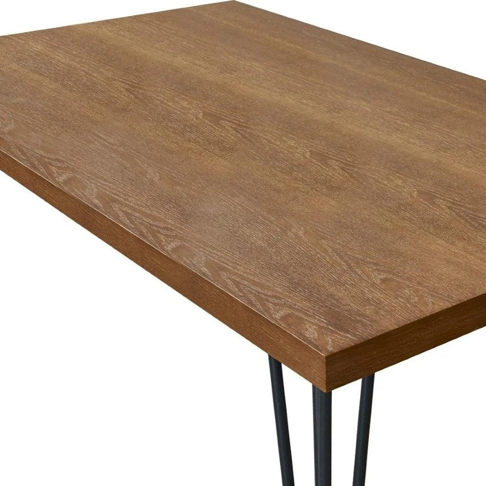 63" Brown and Black Wood And Metal Dining Table