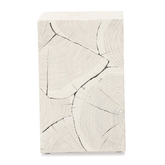 20" Whitewash Solid Wood Block Handmade Square End Table