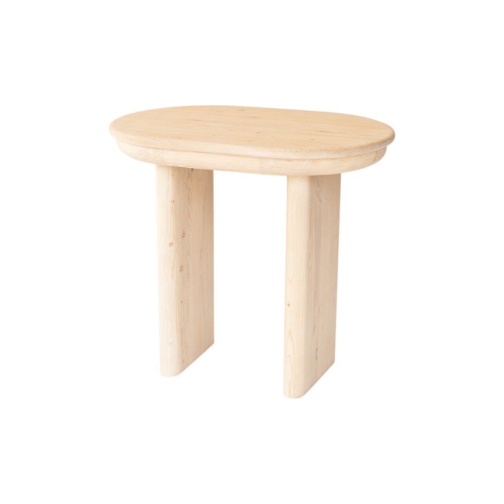 22" Natural Solid Wood Oval Sled End Table