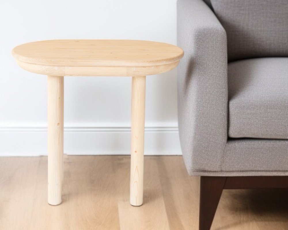 22" Natural Solid Wood Oval Sled End Table