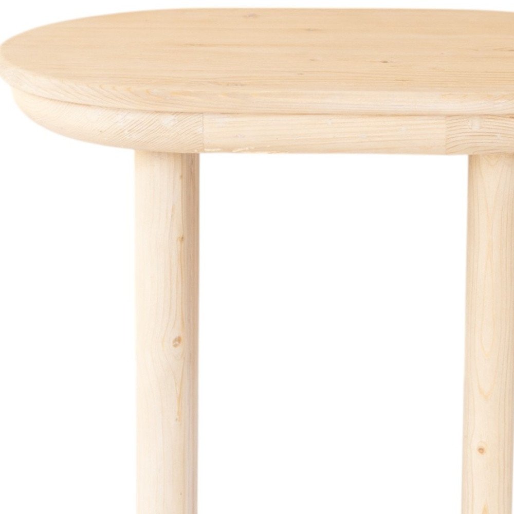 22" Natural Solid Wood Oval Sled End Table