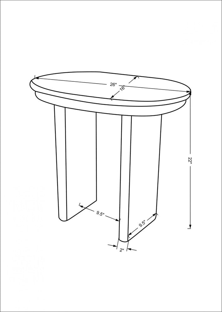 22" Natural Solid Wood Oval Sled End Table
