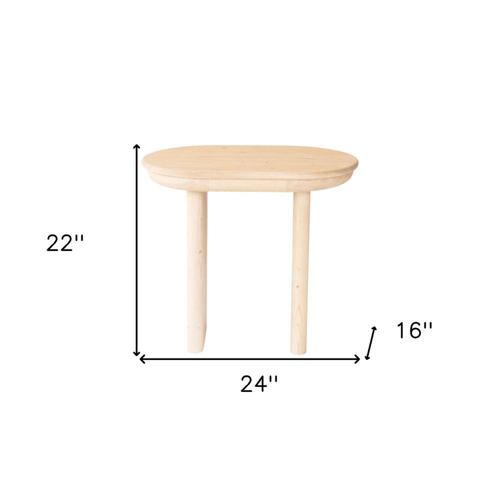 22" Natural Solid Wood Oval Sled End Table