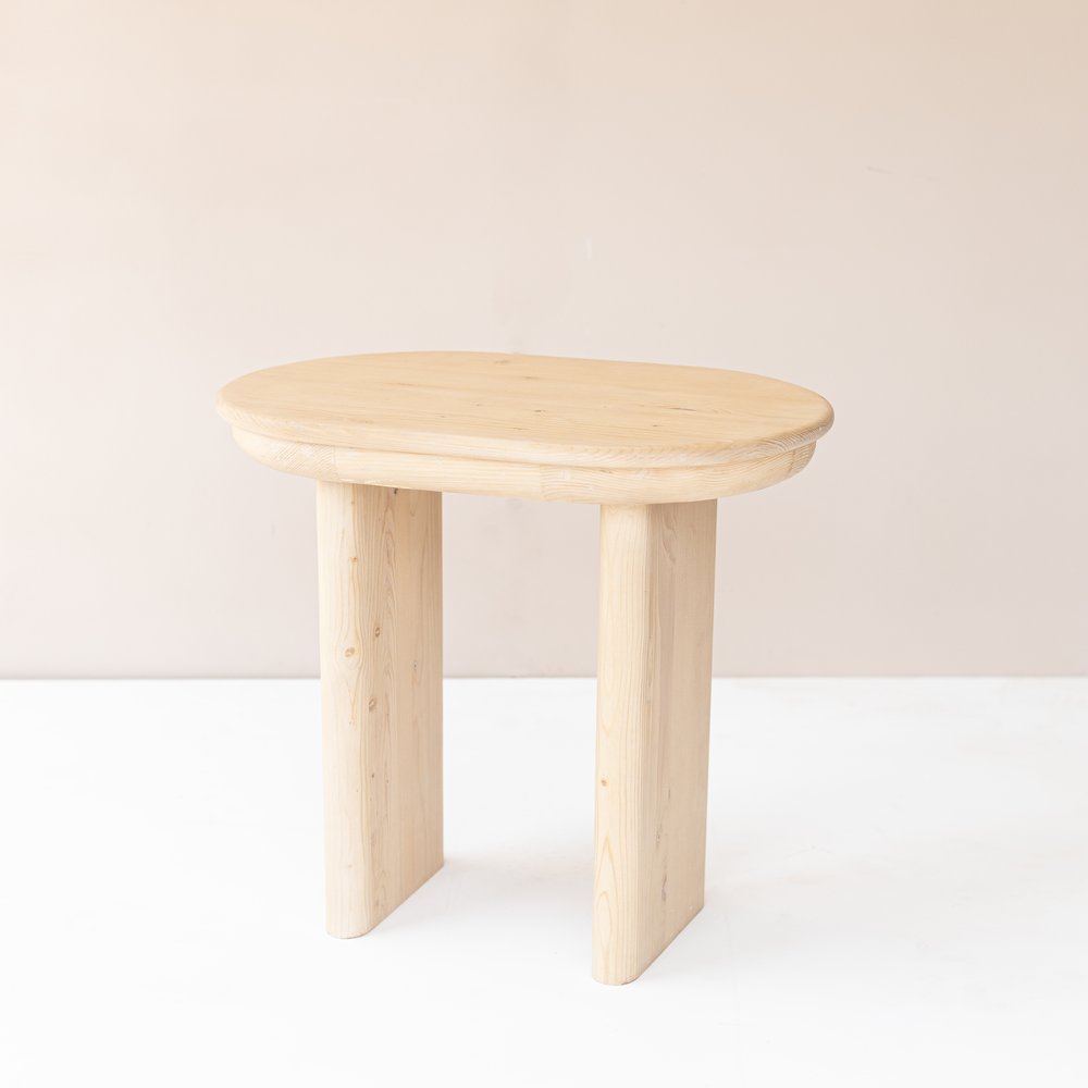 22" Natural Solid Wood Oval Sled End Table