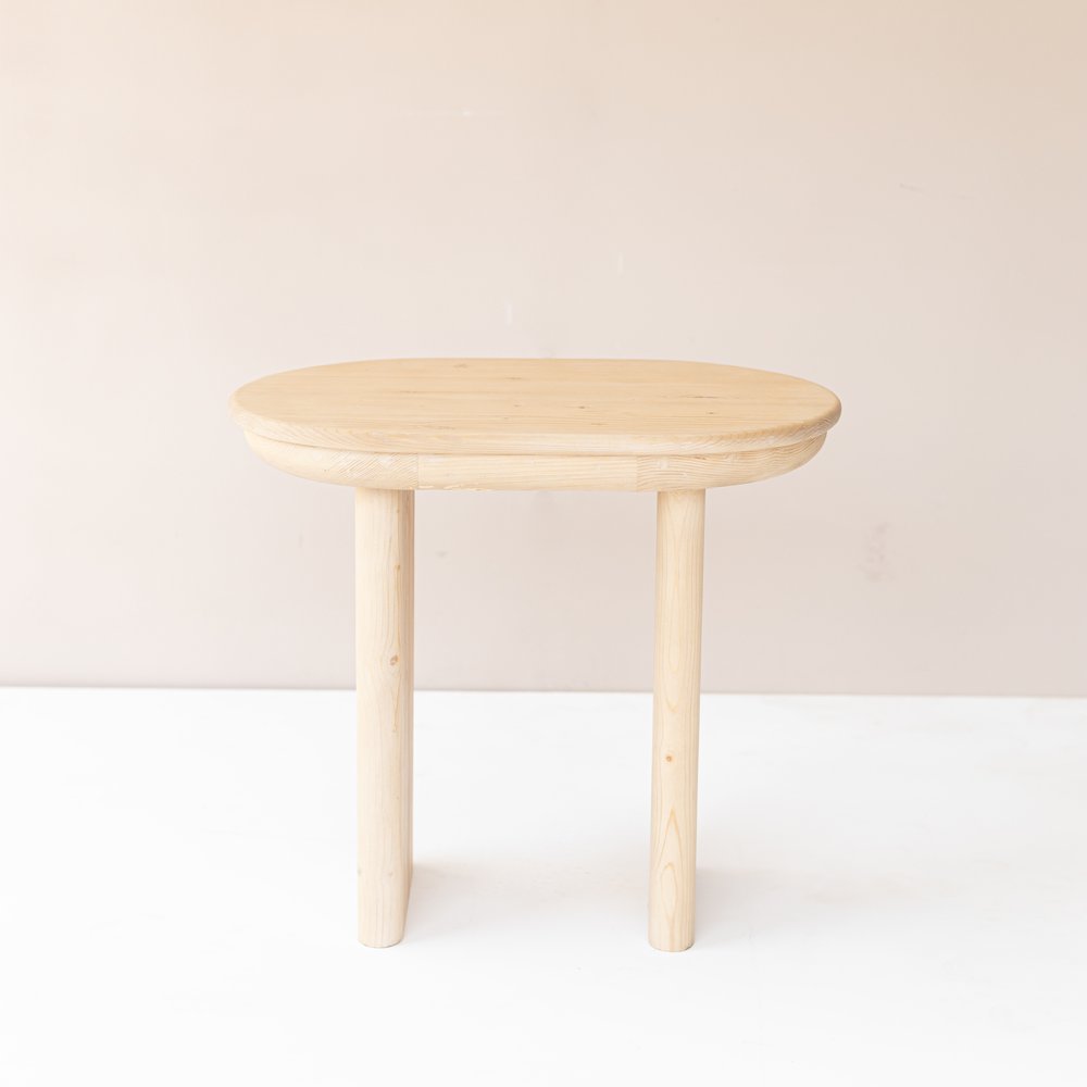 22" Natural Solid Wood Oval Sled End Table