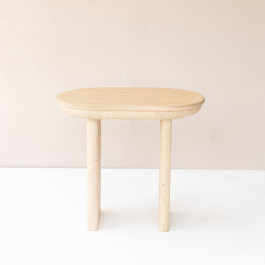 22" Natural Solid Wood Oval Sled End Table