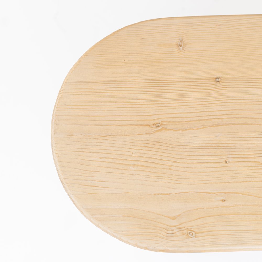 22" Natural Solid Wood Oval Sled End Table