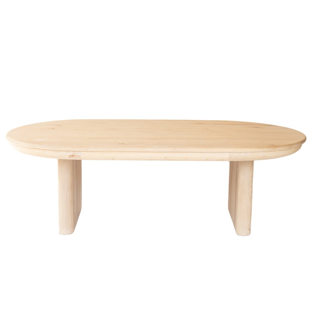 54" Natural Solid Wood Oval Solid Coffee Table