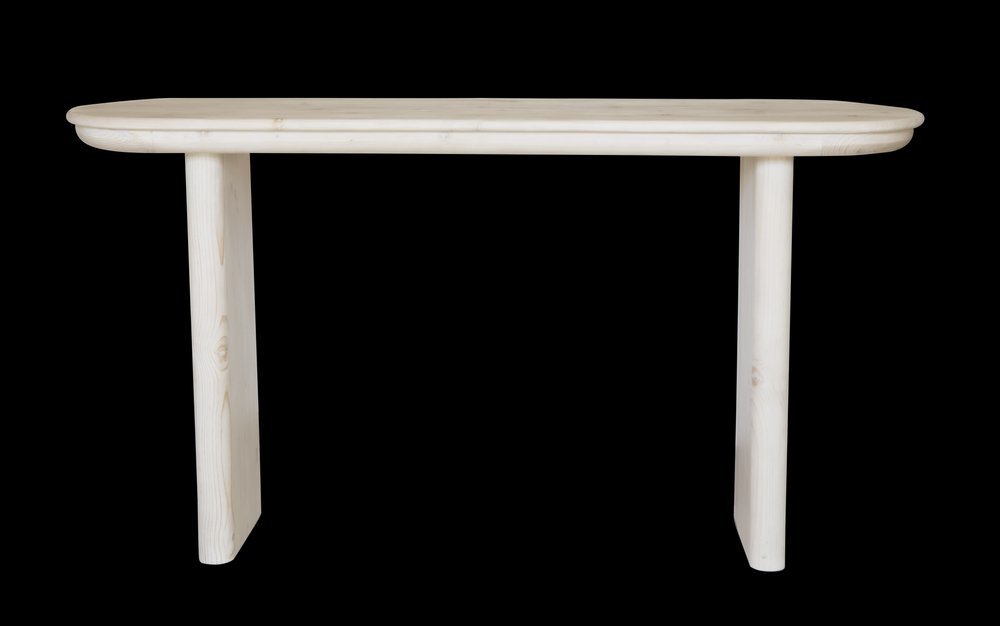 60" Natural Solid Wood Oval Console Table