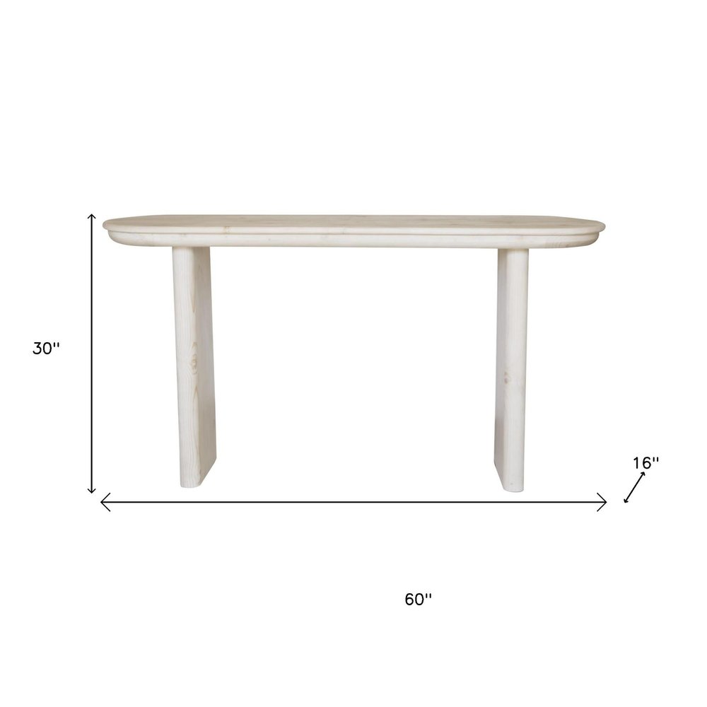 60" Natural Solid Wood Oval Console Table