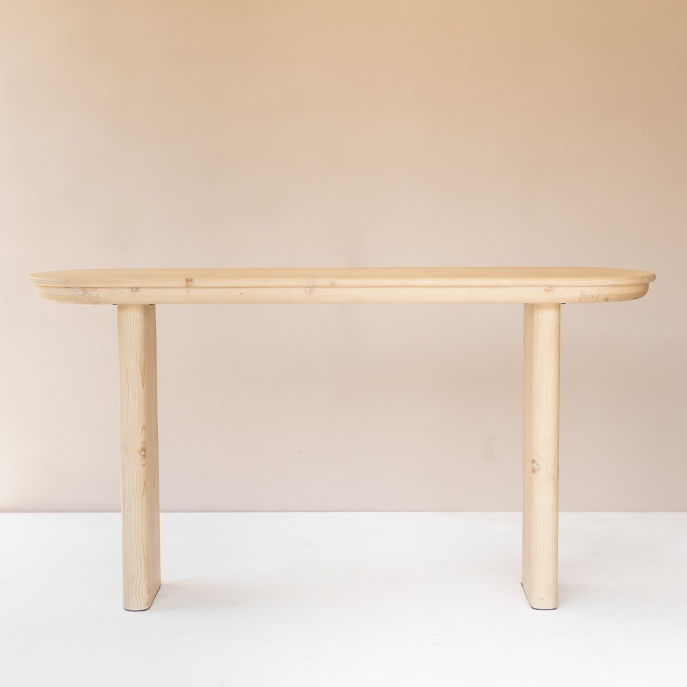 60" Natural Solid Wood Oval Console Table