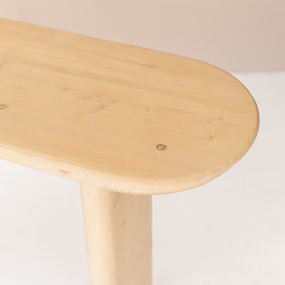 60" Natural Solid Wood Oval Console Table