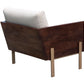 31" White Brown And Gold Top Grain Leather Arm Chair