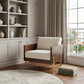 31" White Brown And Gold Top Grain Leather Arm Chair