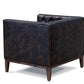 33" Brown and Black Antiqued Top Grain Leather Tufted Club Chair
