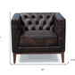 33" Brown and Black Antiqued Top Grain Leather Tufted Club Chair