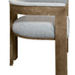 Gray and Brown Upholstered Boucle Open Back Dining Arm Chair