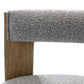 Gray and Brown Upholstered Boucle Open Back Dining Arm Chair