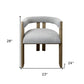 Gray and Brown Upholstered Boucle Open Back Dining Arm Chair
