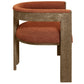 Burnt Orange and Brown Upholstered Boucle Open Back Dining Arm Chair