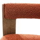 Burnt Orange and Brown Upholstered Boucle Open Back Dining Arm Chair
