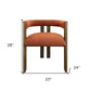 Burnt Orange and Brown Upholstered Boucle Open Back Dining Arm Chair