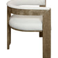 Ivory and Brown Upholstered Boucle Open Back Dining Arm Chair