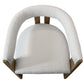 Ivory and Brown Upholstered Boucle Open Back Dining Arm Chair