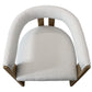 Ivory and Brown Upholstered Boucle Open Back Dining Arm Chair