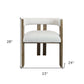 Ivory and Brown Upholstered Boucle Open Back Dining Arm Chair