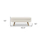 44" Beige and Brown Linen Upholstered Storage Bench with Flip Top