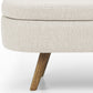 44" Beige and Brown Linen Upholstered Storage Bench with Flip Top